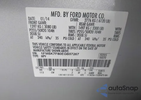 2014 Ford Explorer Limited z USA, uszkodzony, nr VIN 1FM5K7F80EGB57267